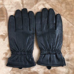 NEW - ABG Thinsulate Black Fleece Lined Leather Gloves Outdoor Walking Warm